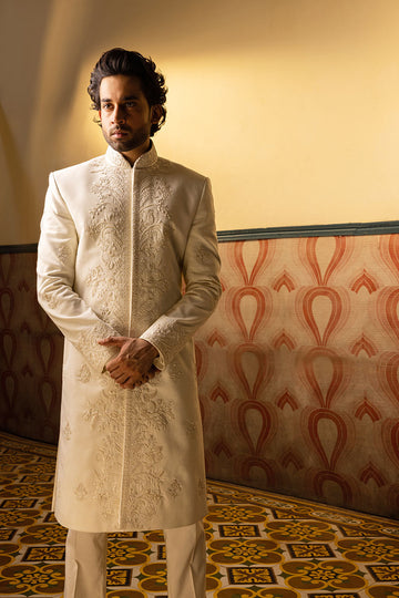 FLORAL WHITE SHERWANI